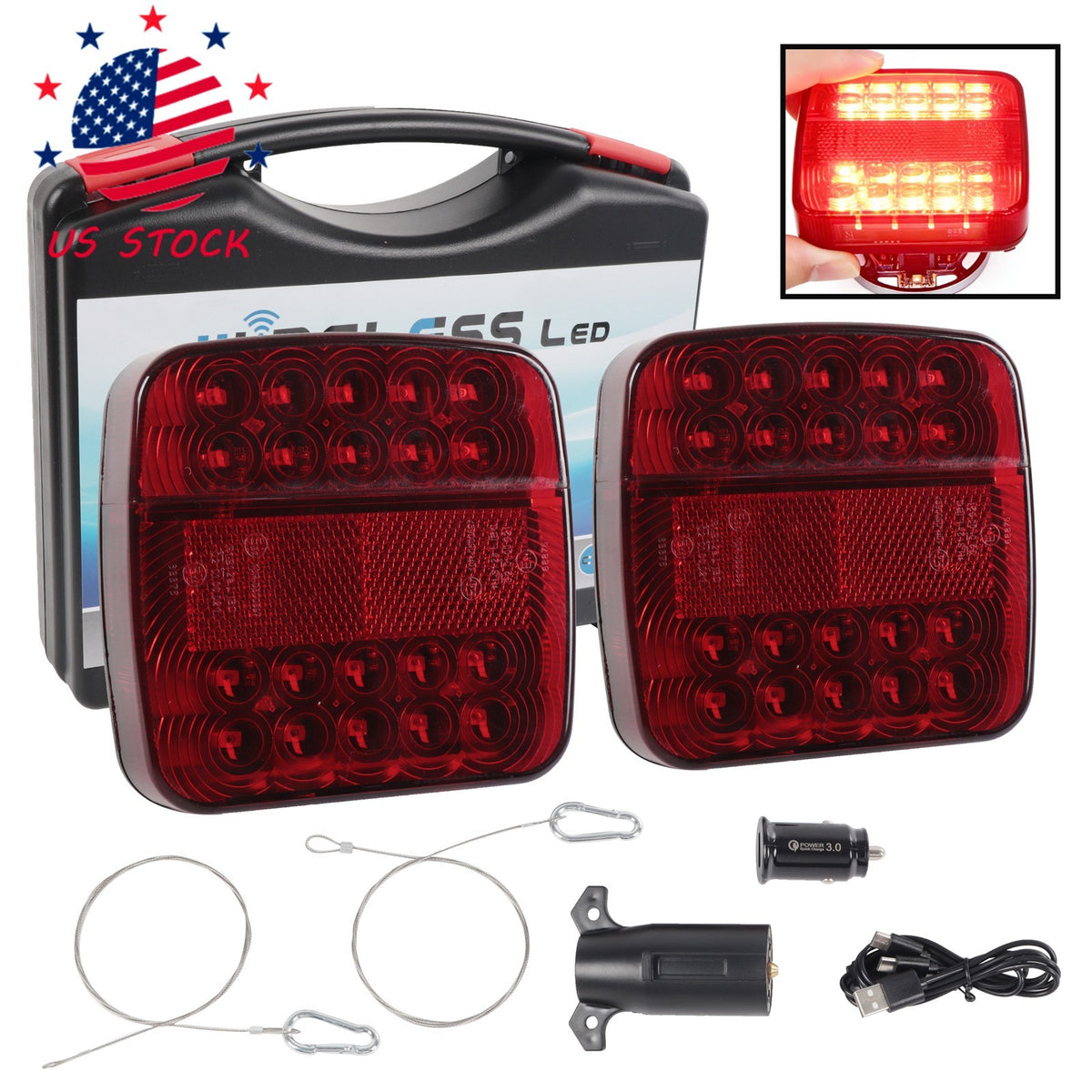 Wireless Magnetic Rechargeable LED Trailer Light Kit