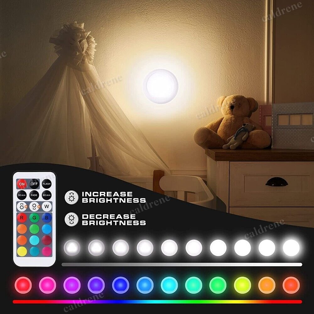 Wireless RGB LED Puck Tap Lights, 6 Pack – view 2