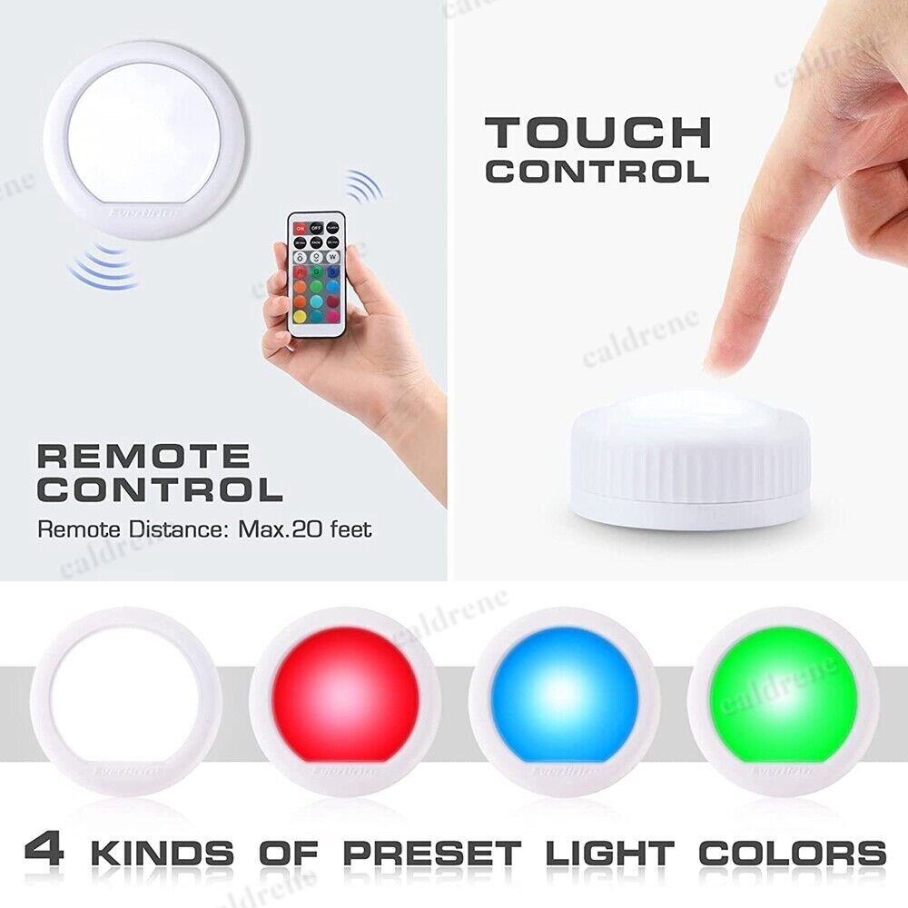 Wireless RGB LED Puck Tap Lights, 6 Pack – view 3