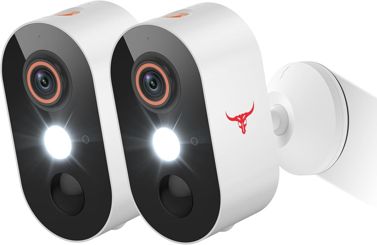 Wireless WiFi Security Camera System Night Vision Outdoor, 2 Pack