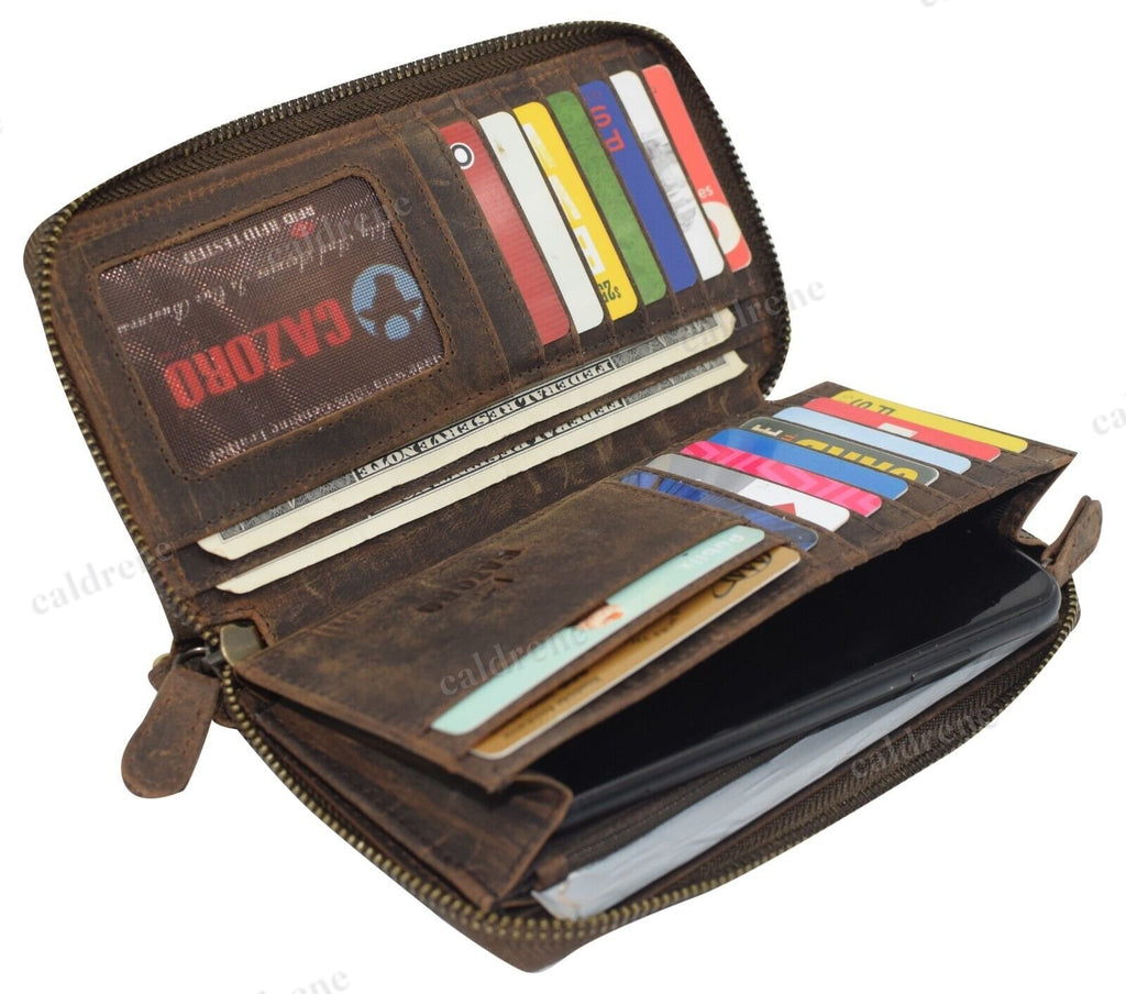 Women's Vintage Leather RFID Zip-Around Wallet Wristlet – view 3