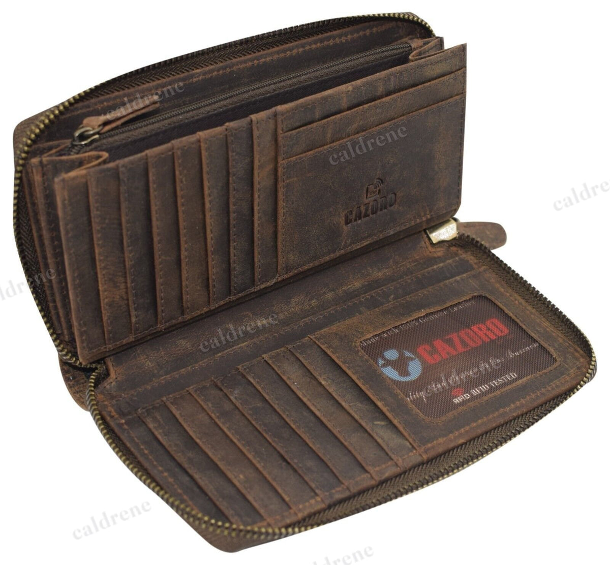 Women's Vintage Leather RFID Zip-Around Wallet Wristlet – view 9