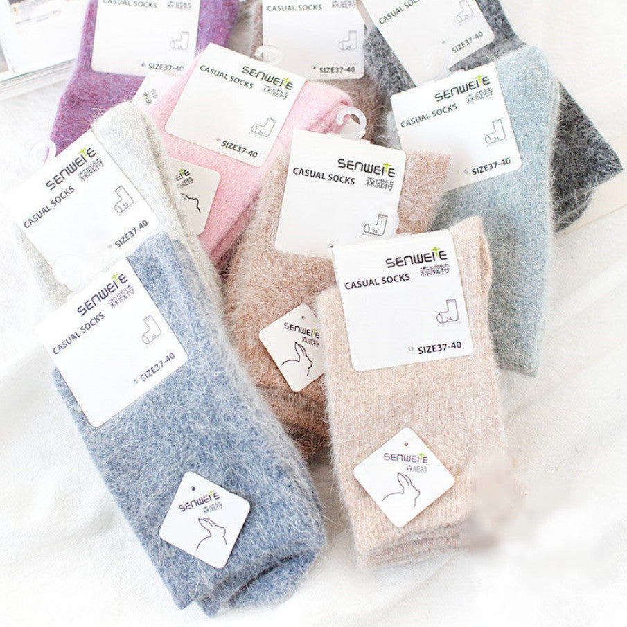 Women's Warm Thick Wool Blend Crew Socks, 5 Pack