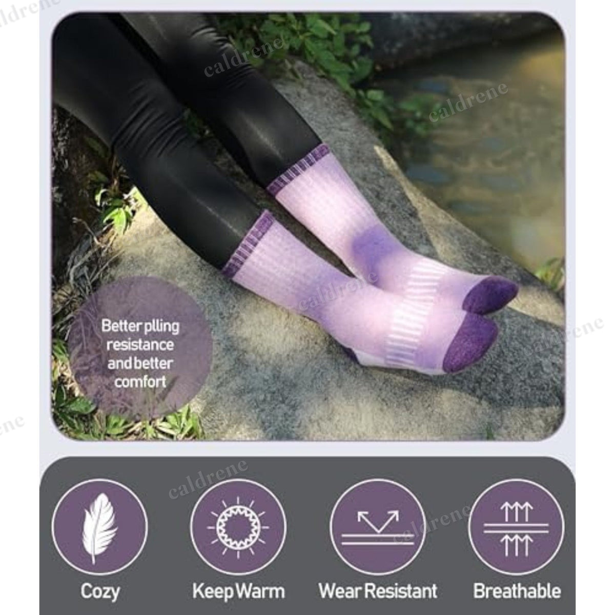 Womens Merino Wool Hiking Crew Socks, 5 Pairs – view 2