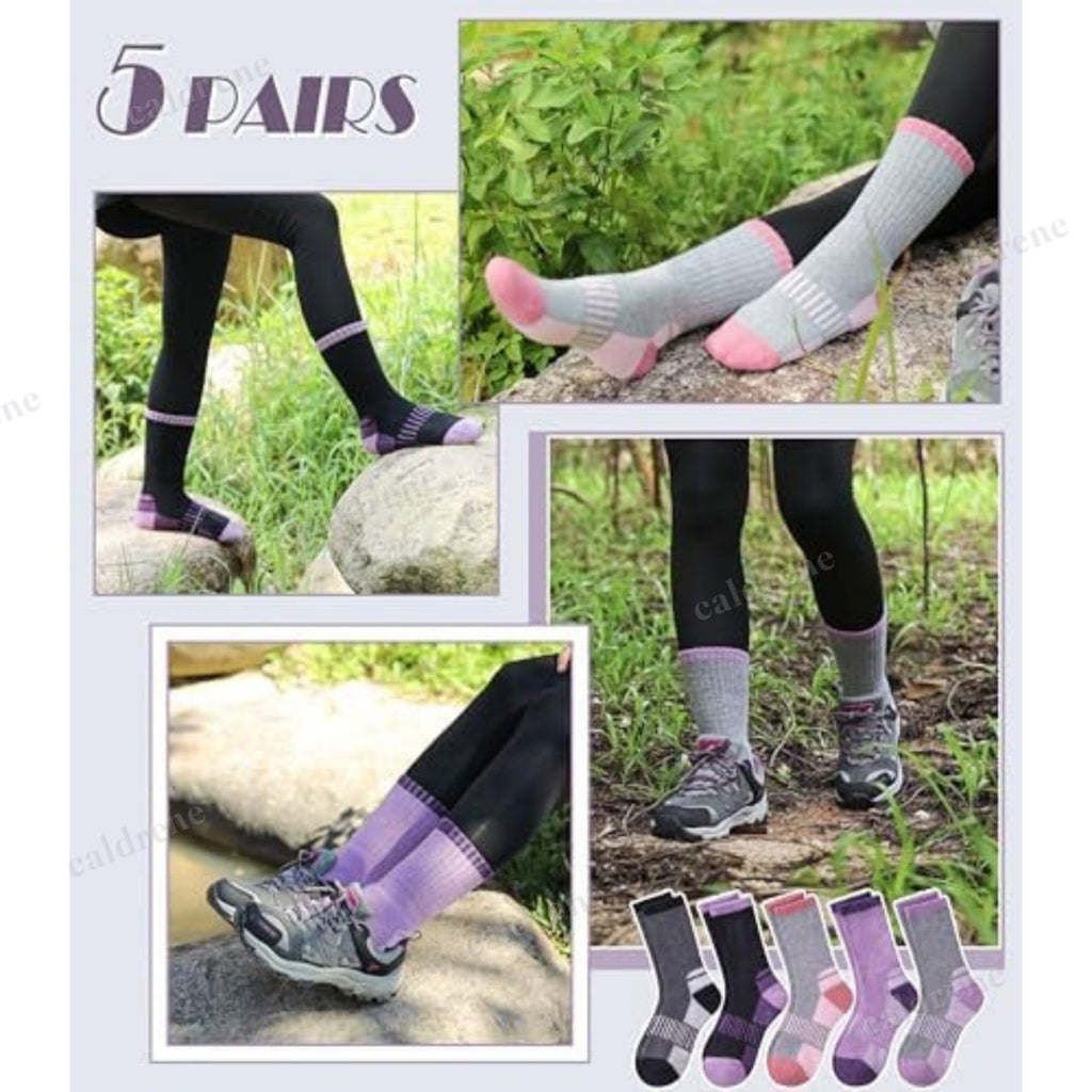 Womens Merino Wool Hiking Crew Socks, 5 Pairs – view 3