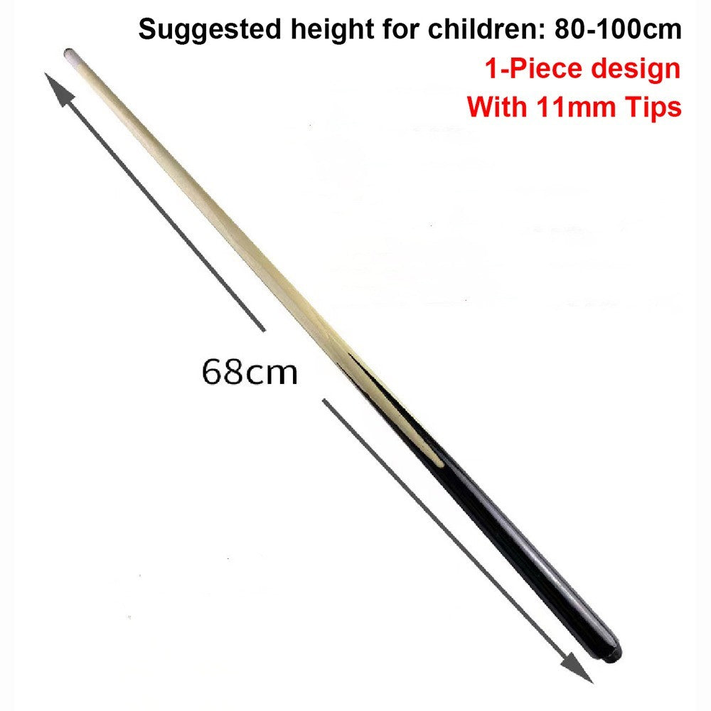 Wood Pool Cue Stick for All Ages - Multiple Sizes – 68cm 1-Piece Design