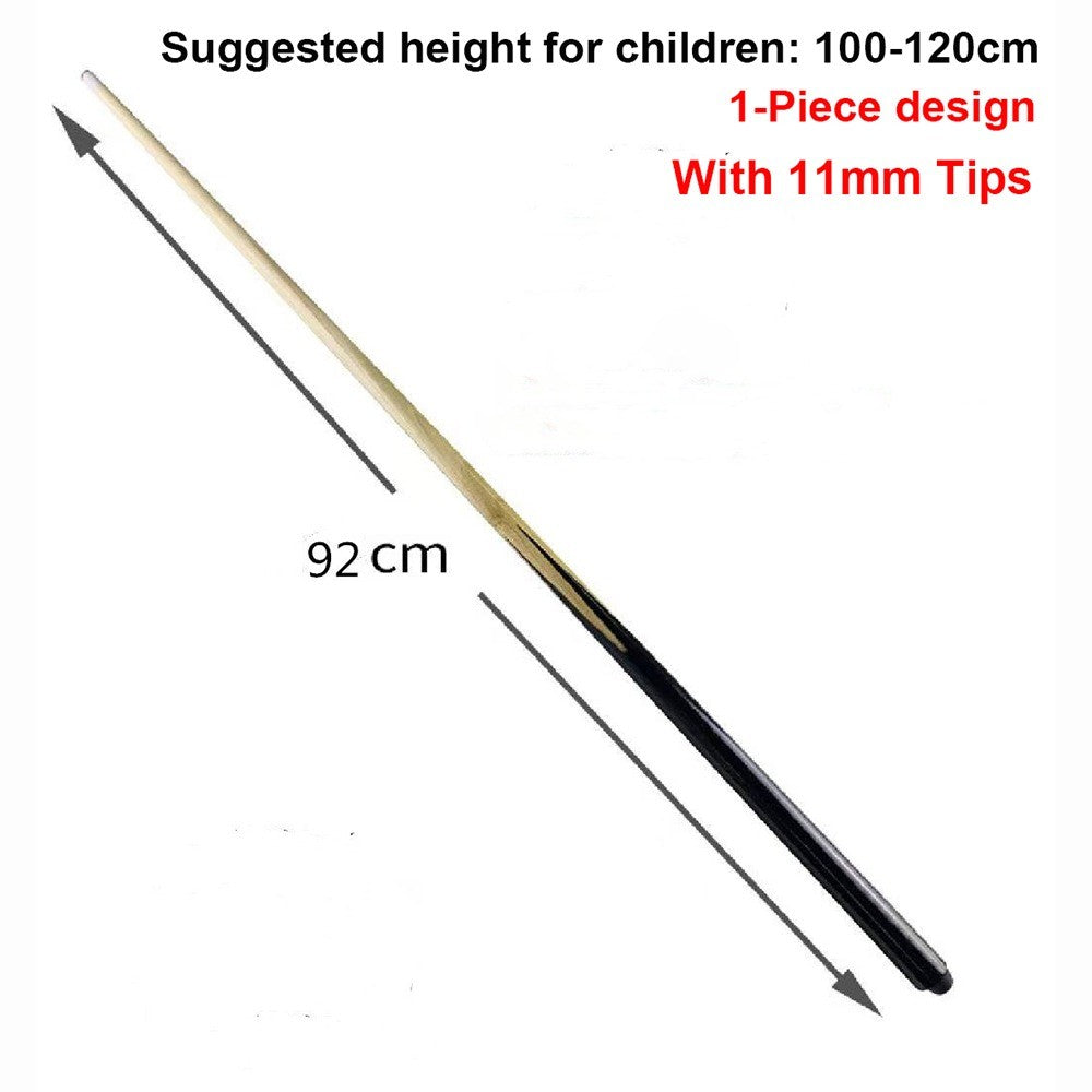 Wood Pool Cue Stick for All Ages - Multiple Sizes – 92cm 1-Piece Design