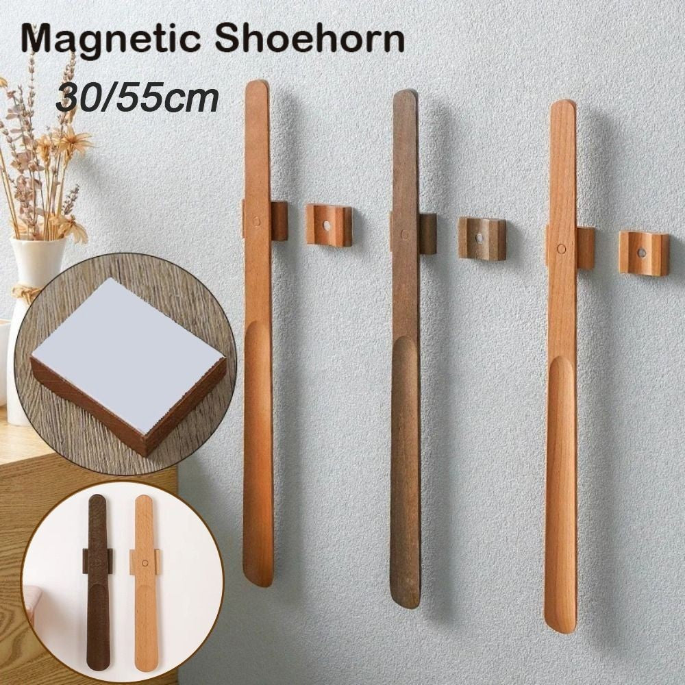 Wooden Handle Magnetic Shoehorn for Easy Shoe Wearing