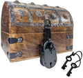 Wooden Treasure Chest Jewelry Box with Lock
