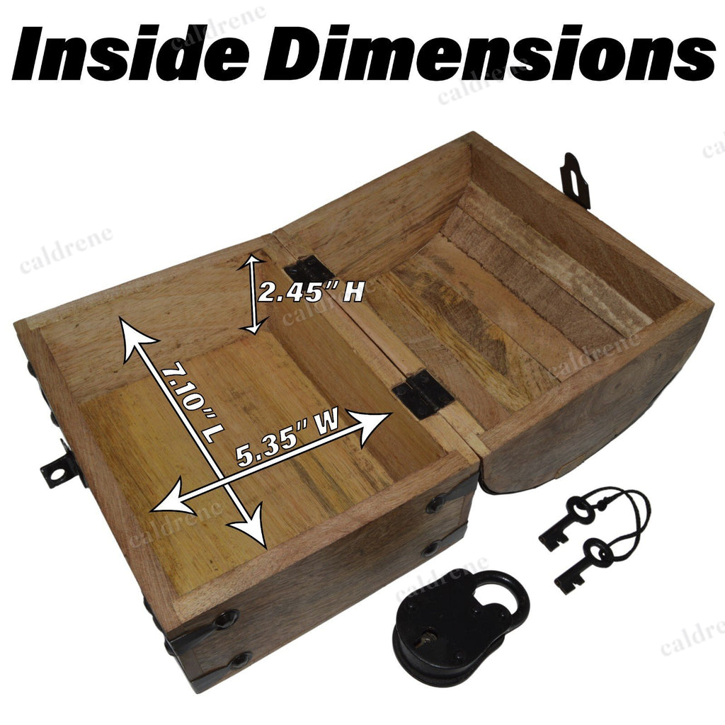 Wooden Treasure Chest Jewelry Box with Lock – view 2