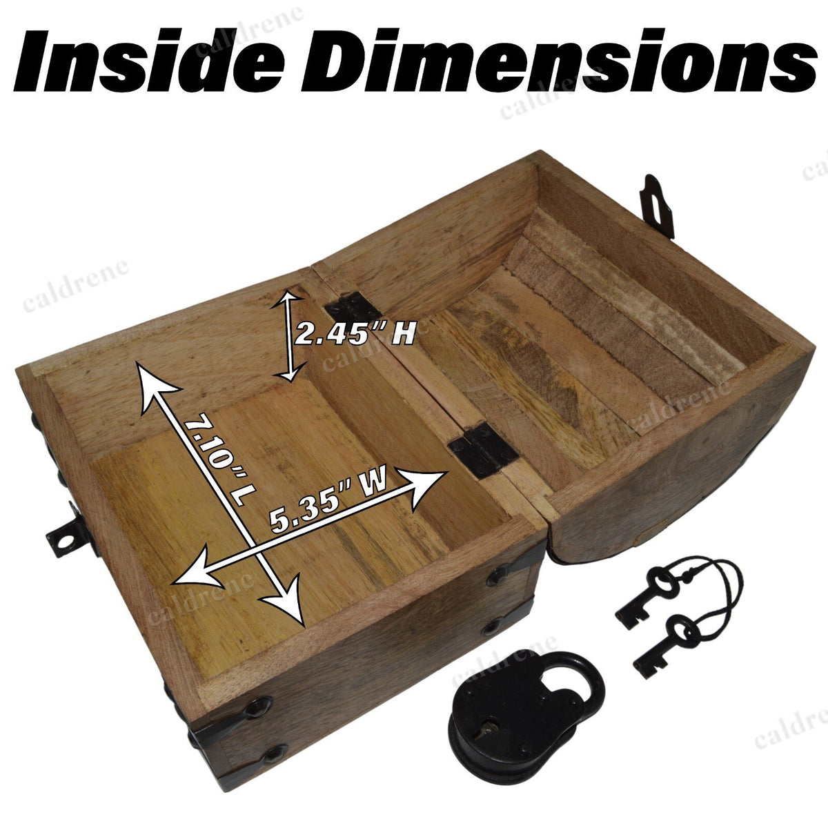 Wooden Treasure Chest Jewelry Box with Lock – view 2