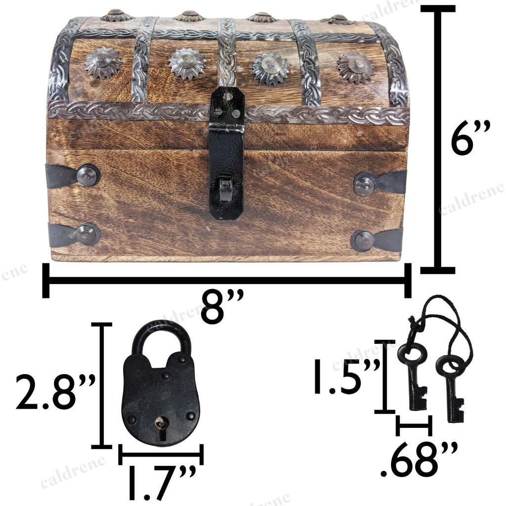 Wooden Treasure Chest Jewelry Box with Lock – view 3
