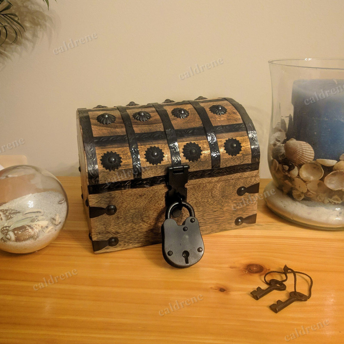 Wooden Treasure Chest Jewelry Box with Lock – view 5