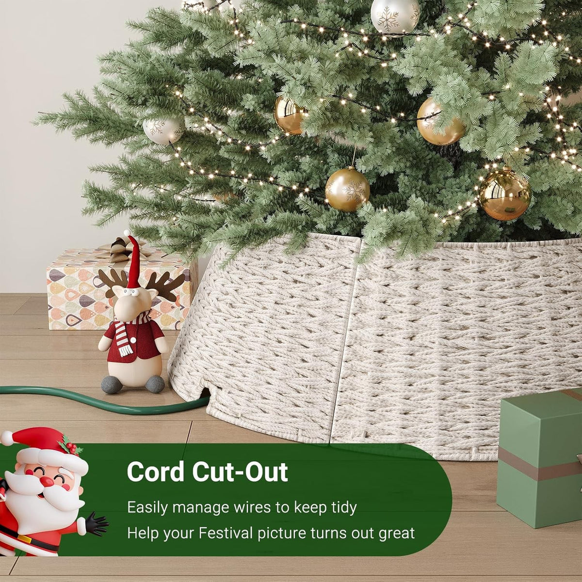 Woven Christmas Tree Collar Basket, 28 in