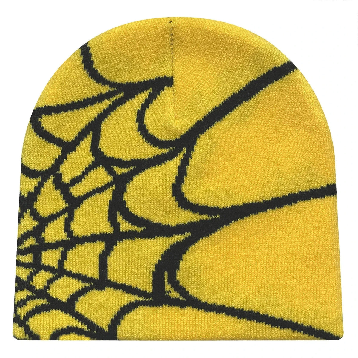 Y2K Spider Web Knit Beanie Hat for Winter Streetwear – Yellow