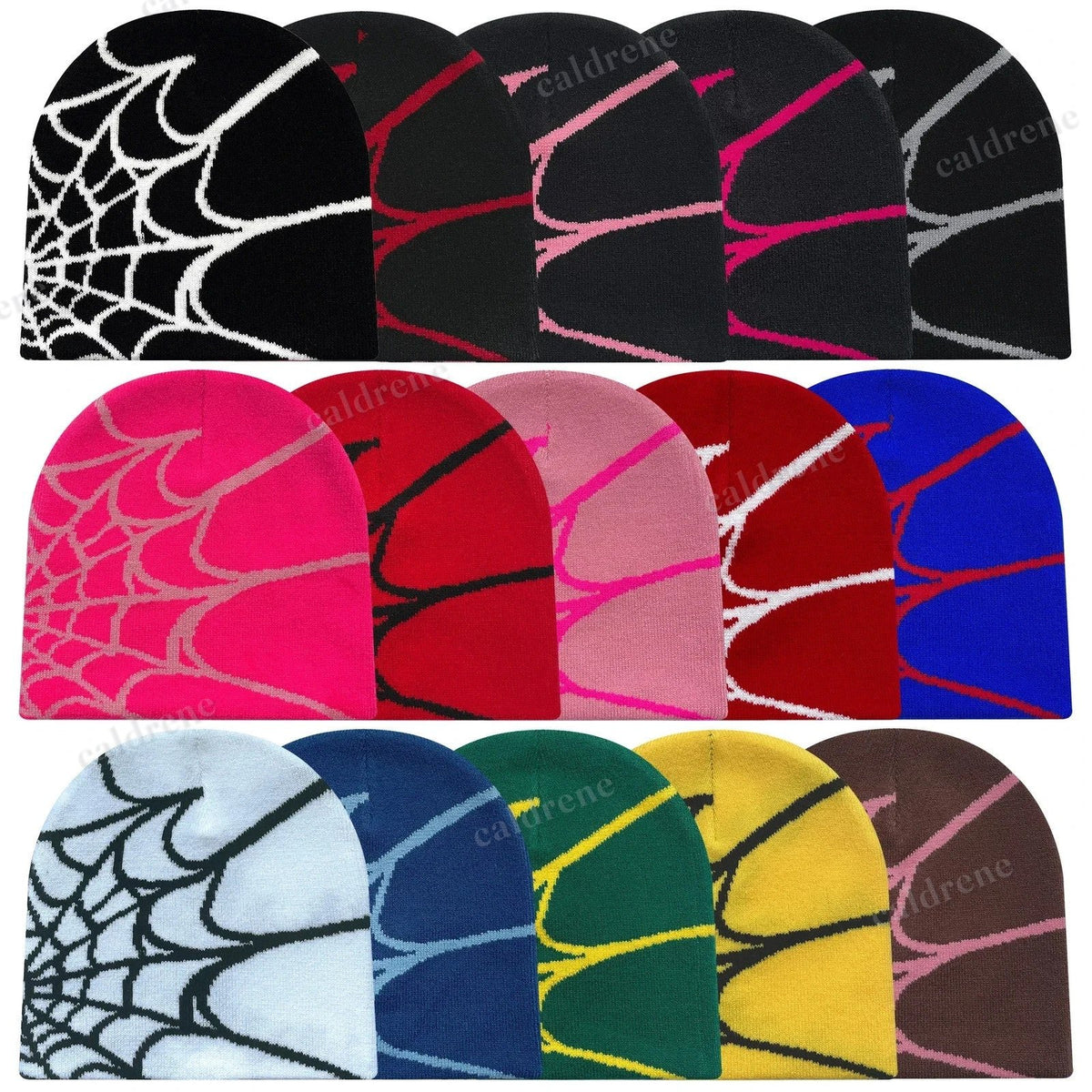 Y2K Spider Web Knit Beanie Hat for Winter Streetwear – view 2