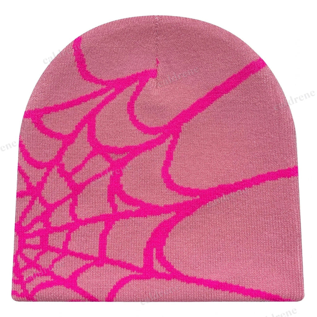 Y2K Spider Web Knit Beanie Hat for Winter Streetwear – view 8