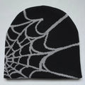 Y2K Spider Web Knit Beanie Hat for Winter Streetwear – Black Grey